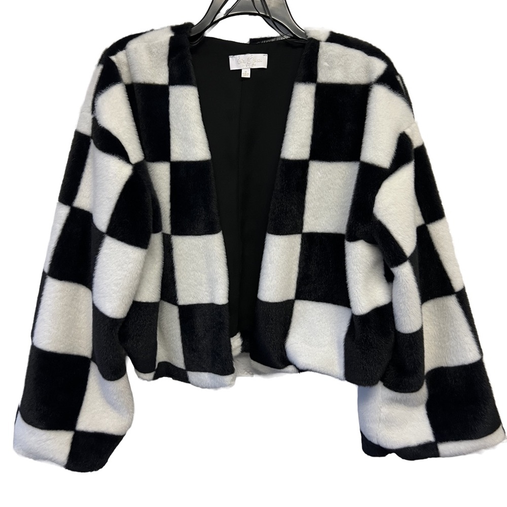 Dillard's Love & Piece Faux Fur Open-Front Sweater - Picture 2 of 5